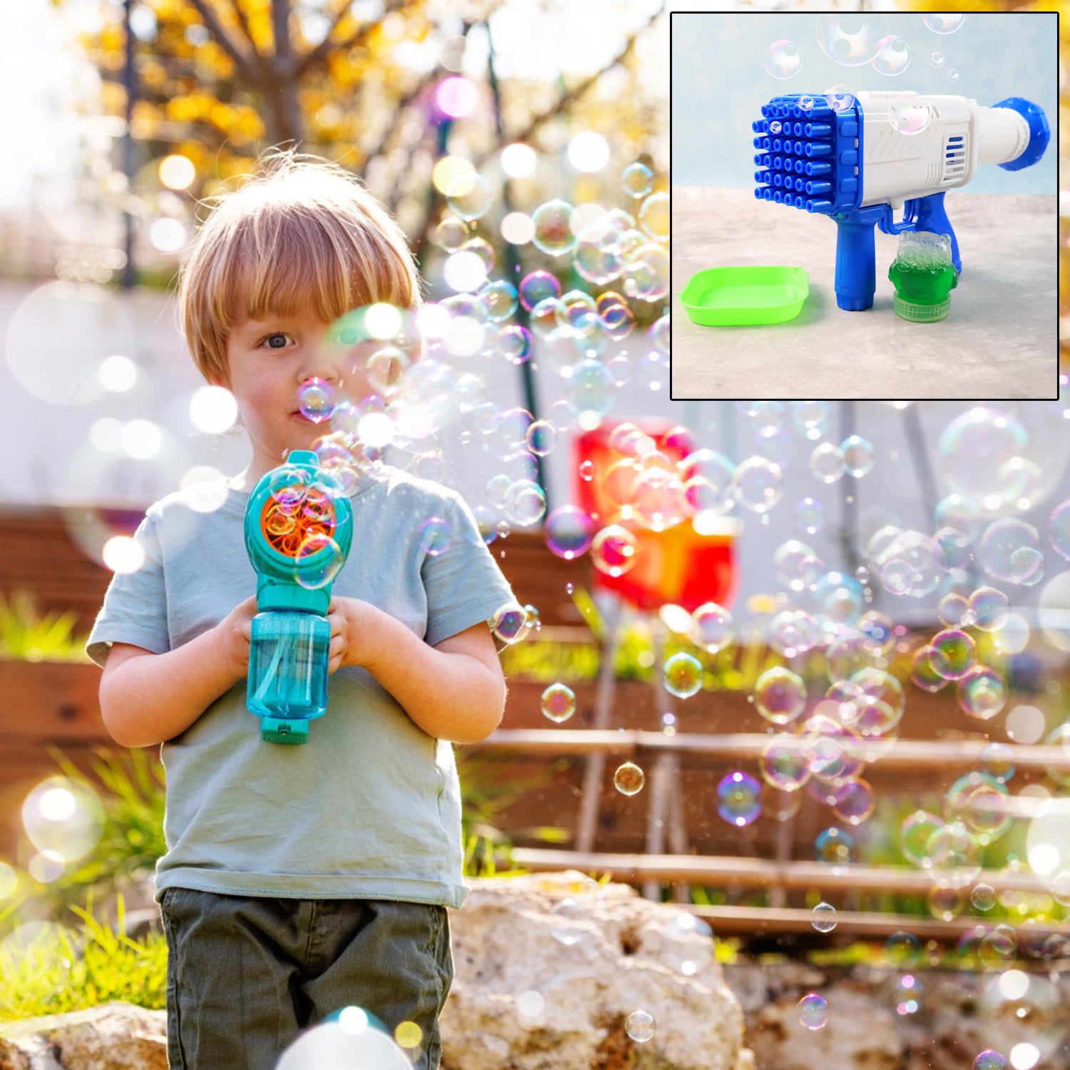 32 Holes Big Rechargeable Powerful Machine Bubble Gun Toys (1 Set)